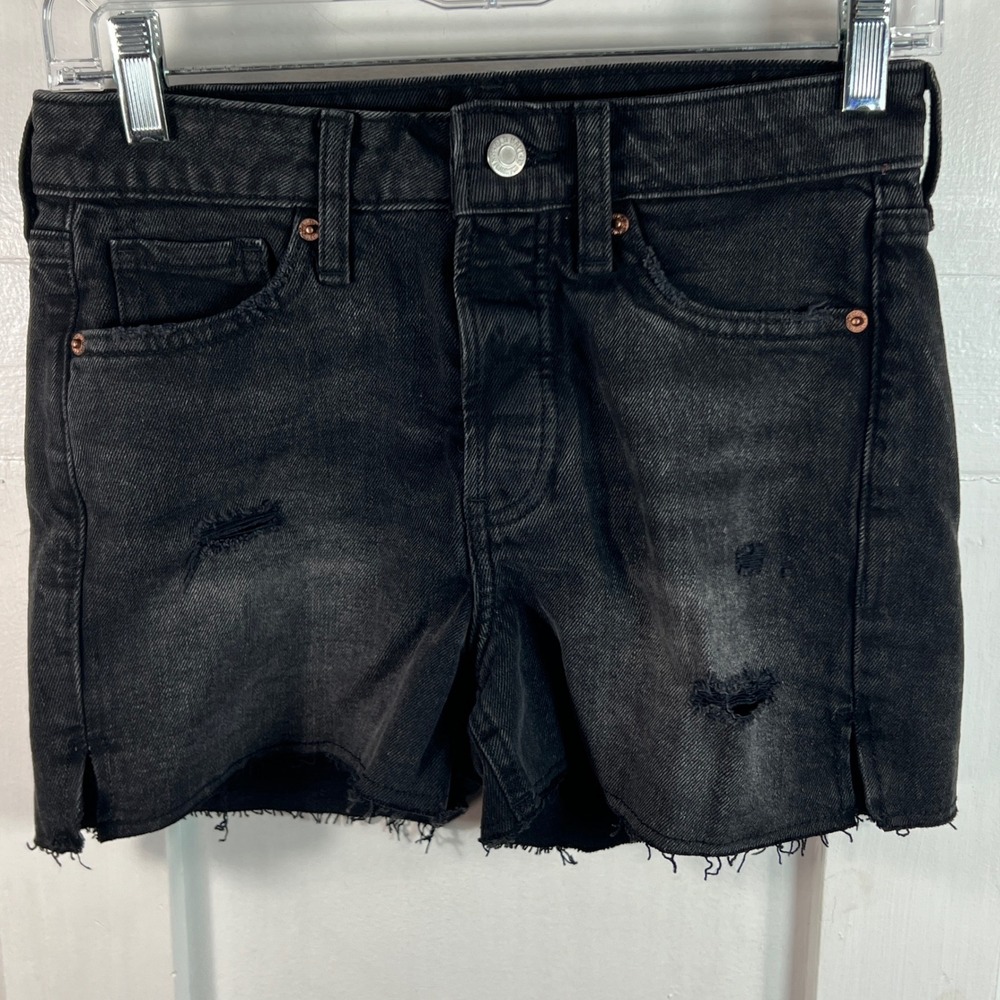 Old Navy OG Straight High Rise Distressed Denim Shorts Black Size 0 RN54023
